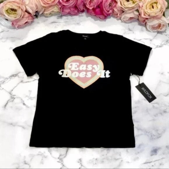 Wildfox Easy Does It Keke Crewneck T-shirt Jet Black - Picture 4 of 6